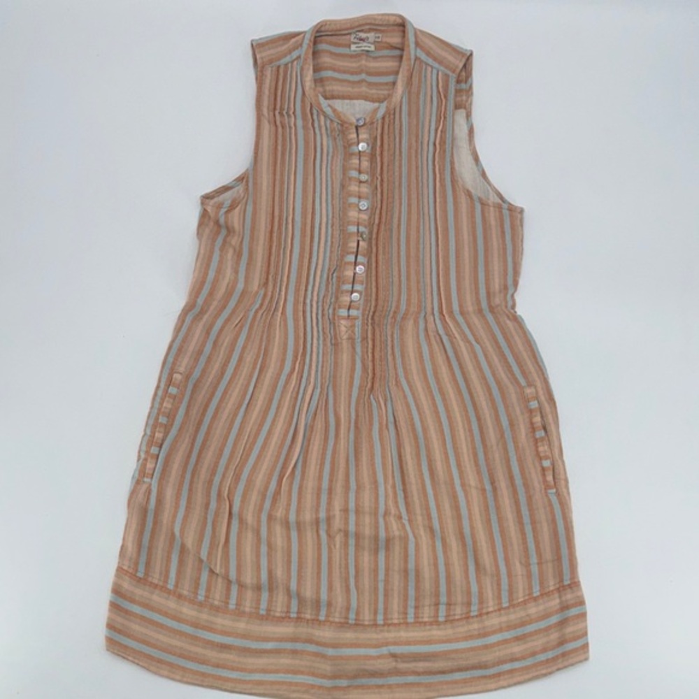UEC Faherty Isha Washed organic cotton Dress small sepia neutral stripes